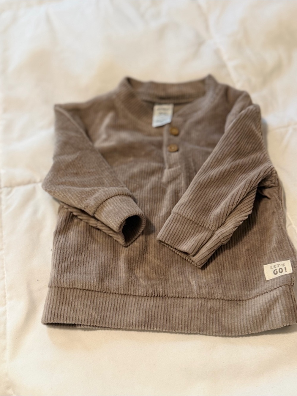 Carter's Taupe Corduroy Henley Sweatshirt
